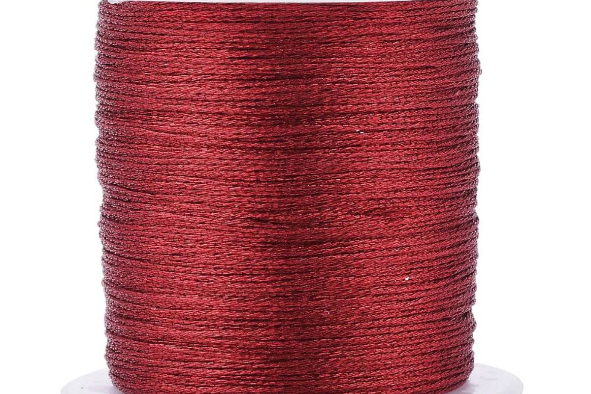 Rola snur metalic poliester impletit in 6 fire, grosime 0,4mm, rola 50m - rosu