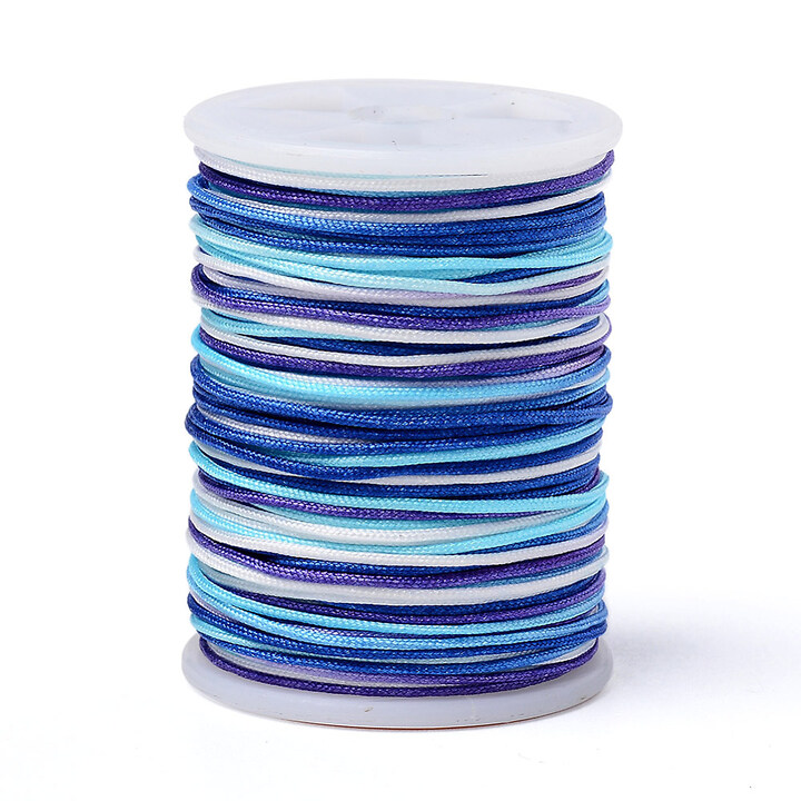 Snur poliester multicolor grosime 0,8mm, rola de 10m - mix albastru