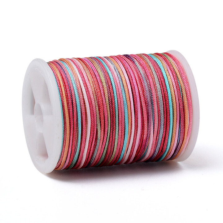 Snur poliester multicolor grosime 0,8mm, rola de 10m - mix roz