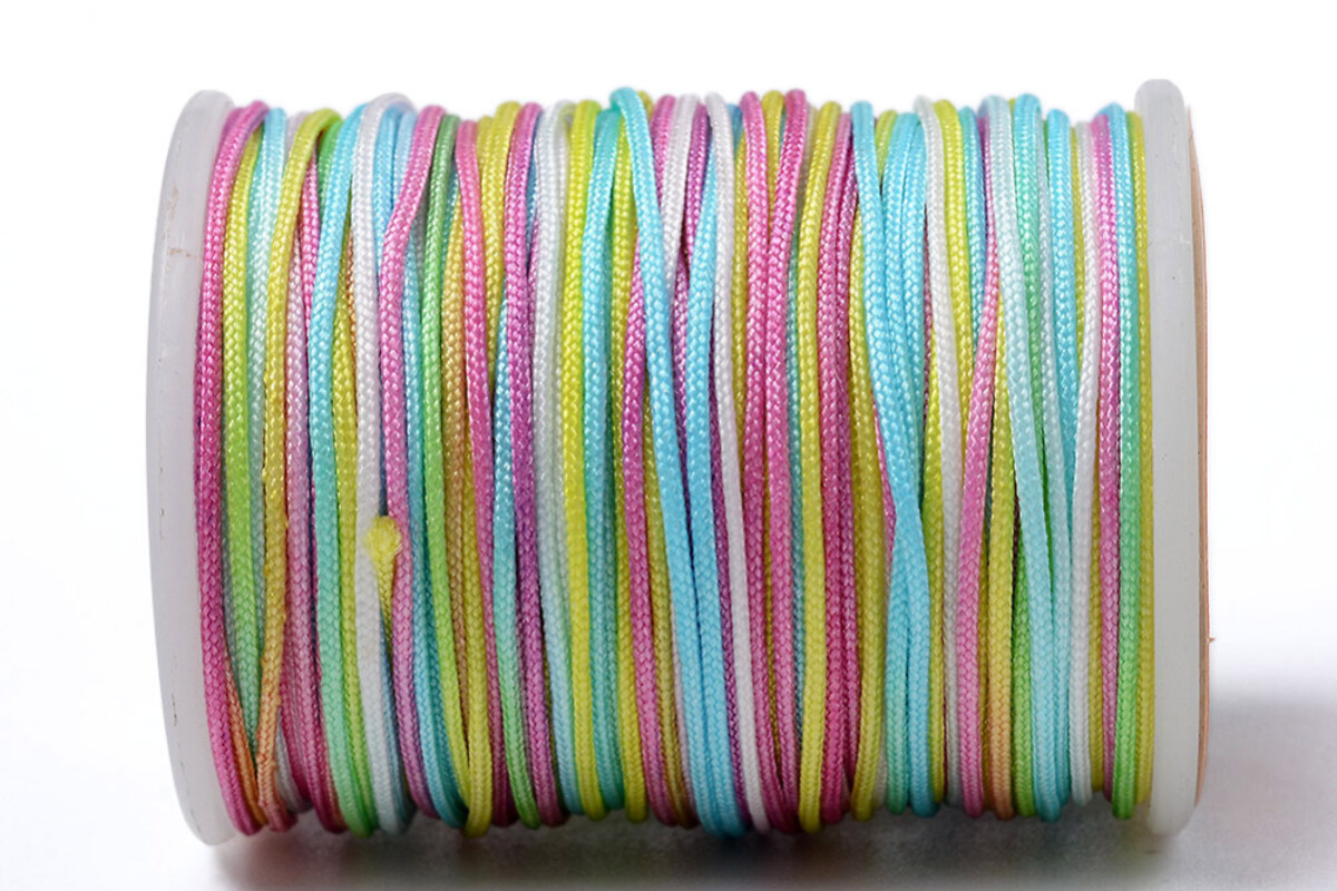 Snur poliester multicolor grosime 0,8mm, rola de 10m - mix pastel