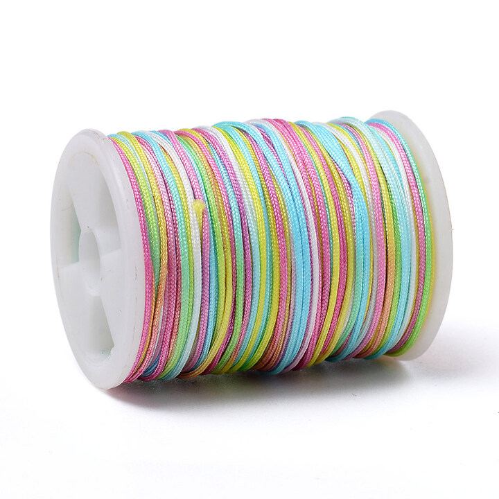 Snur poliester multicolor grosime 0,8mm, rola de 10m - mix pastel