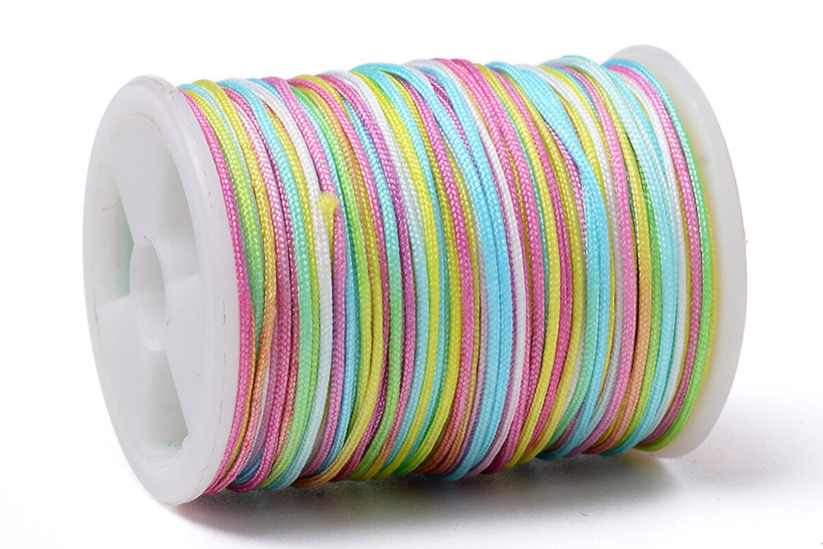 Snur poliester multicolor grosime 0,8mm, rola de 10m - mix pastel