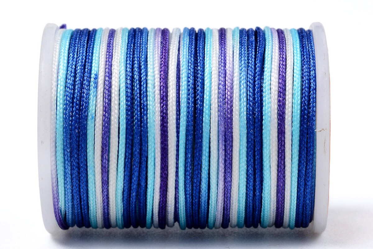 Snur poliester multicolor grosime 1mm, rola de 7m - mix albastru