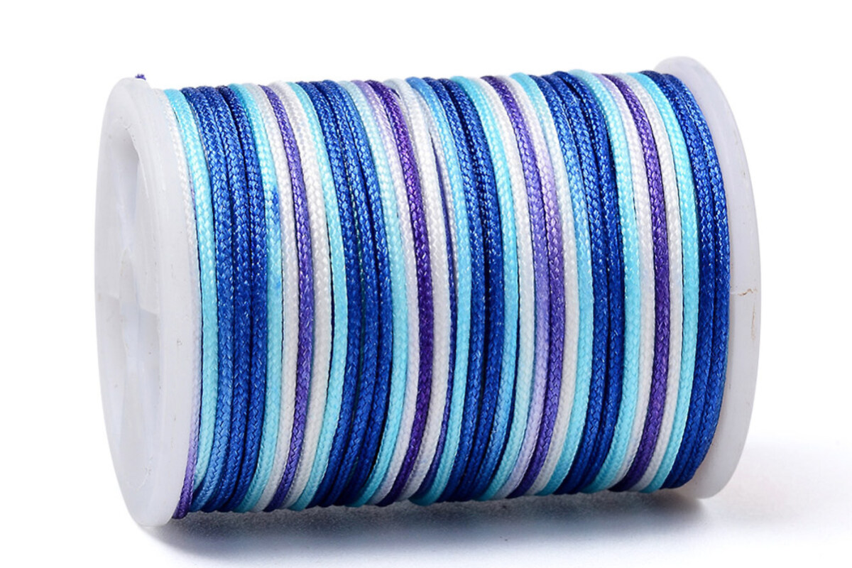 Snur poliester multicolor grosime 1mm, rola de 7m - mix albastru