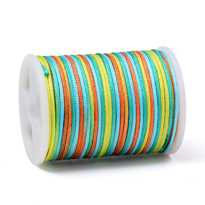 Snur poliester multicolor grosime 1mm, rola de 7m - mix pastel