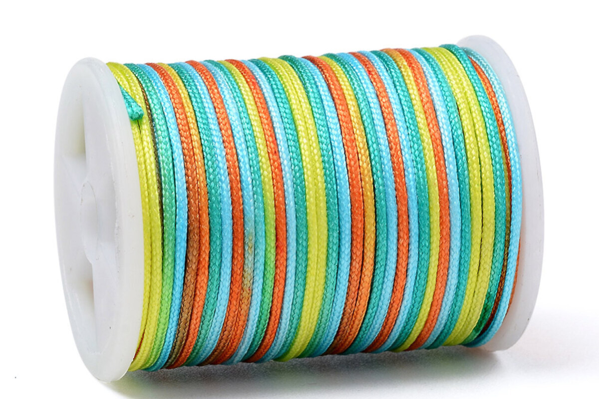Snur poliester multicolor grosime 1mm, rola de 7m - mix pastel