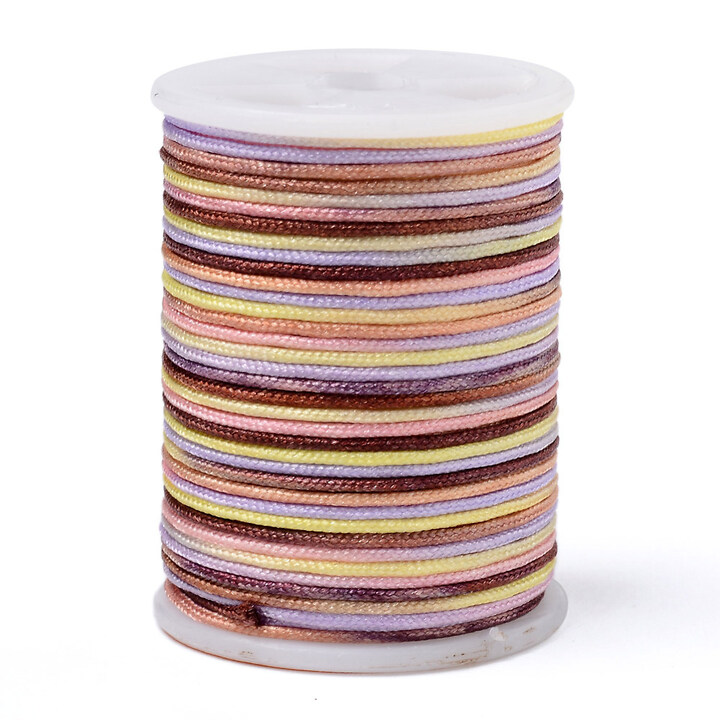 Snur poliester multicolor grosime 1mm, rola de 7m - mix maro pastel