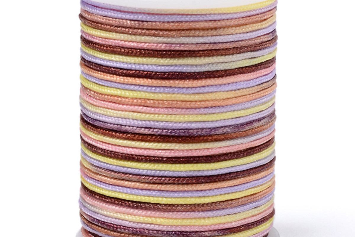 Snur poliester multicolor grosime 1mm, rola de 7m - mix maro pastel