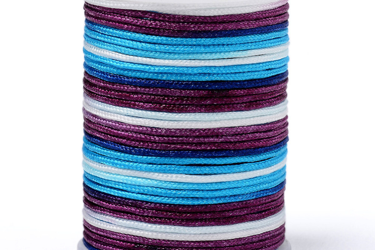 Snur poliester multicolor grosime 1mm, rola de 7m - mix mov si albastru