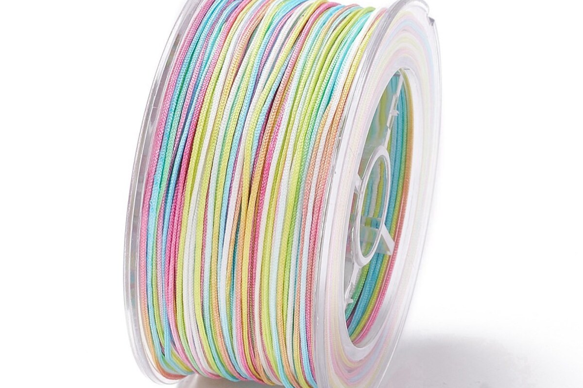 Snur poliester multicolor grosime 0,8mm, rola de 50m - mix pastel