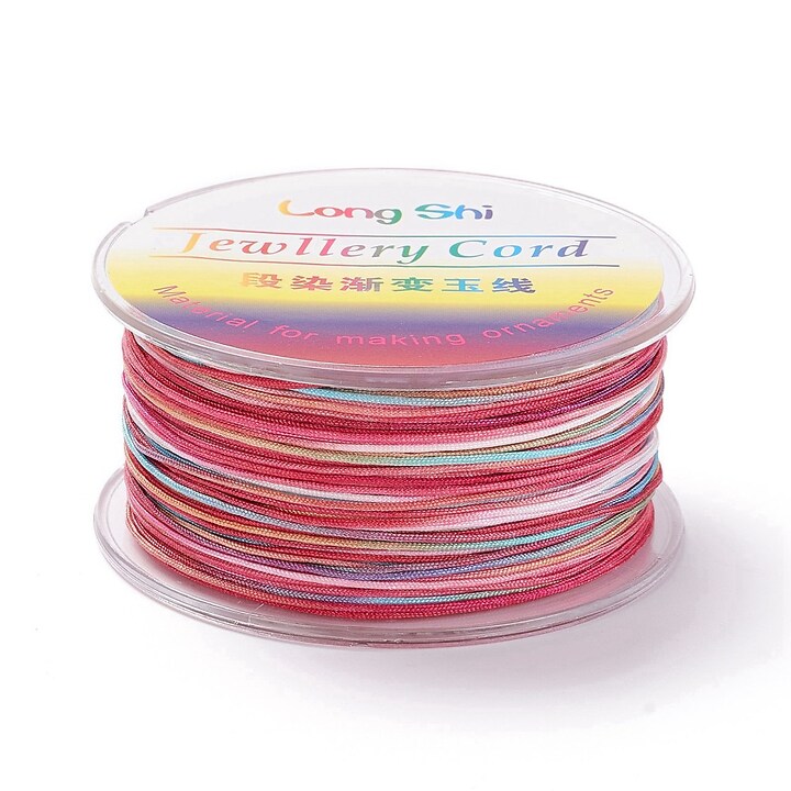 Snur poliester multicolor grosime 0,8mm, rola de 50m - mix roz