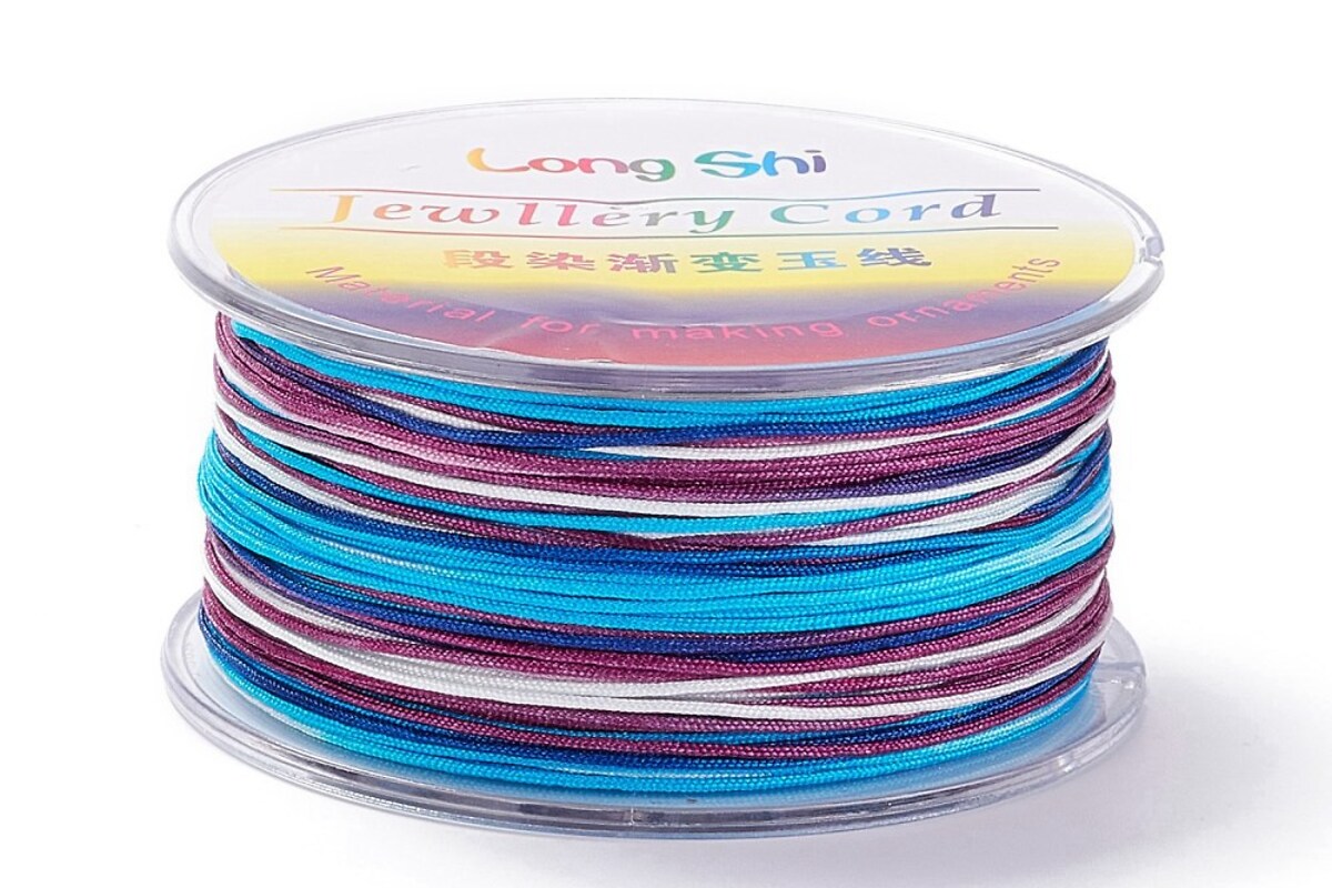 Snur poliester multicolor grosime 0,8mm, rola de 50m - mix albastru si mov