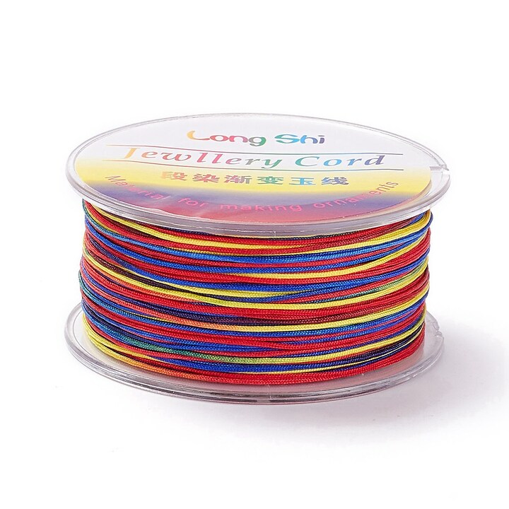 Snur poliester multicolor grosime 0,8mm, rola de 50m - mix rosu, galben si albastru