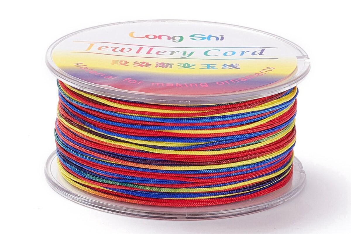 Snur poliester multicolor grosime 0,8mm, rola de 50m - mix rosu, galben si albastru