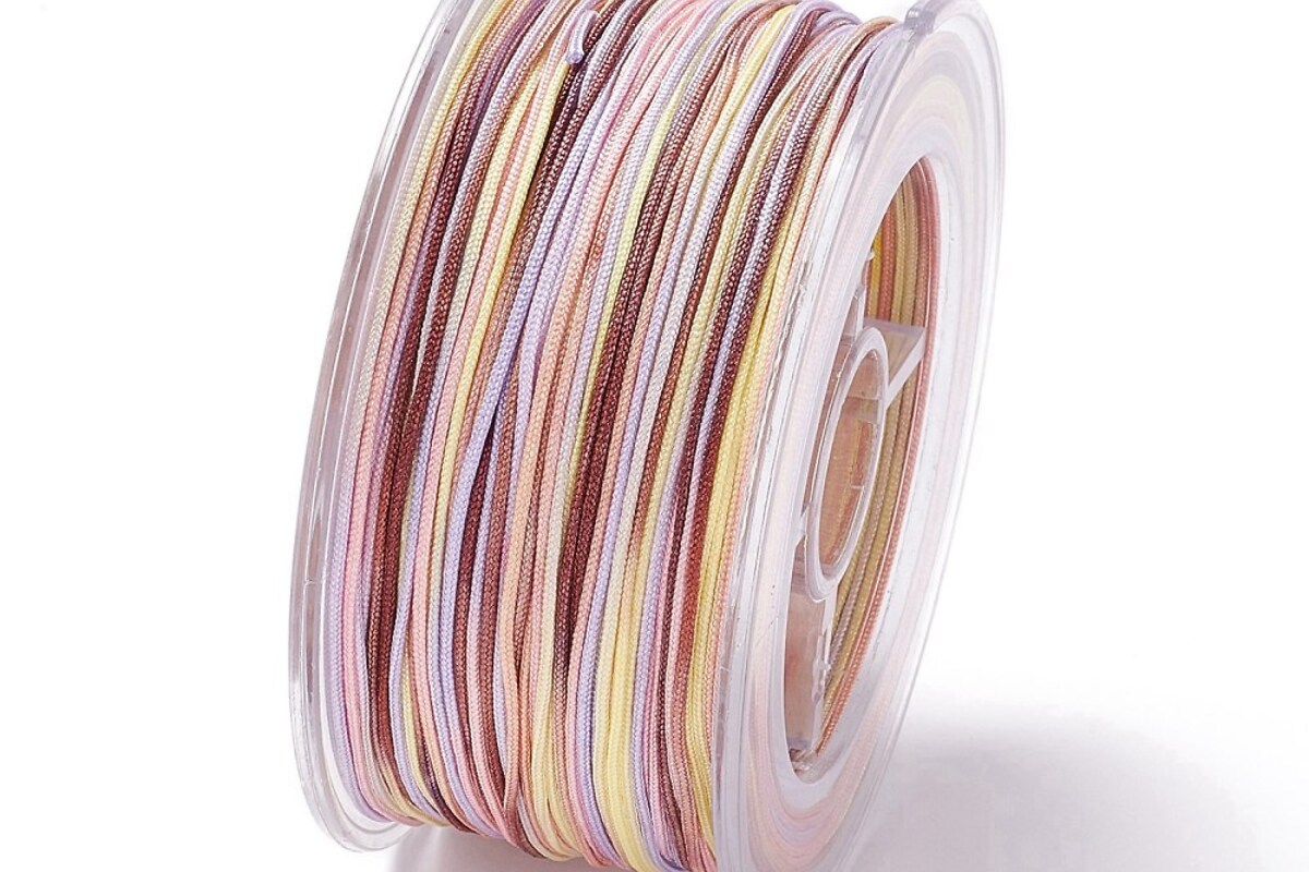 Snur poliester multicolor grosime 1mm, rola de 50m - mix maro pastel