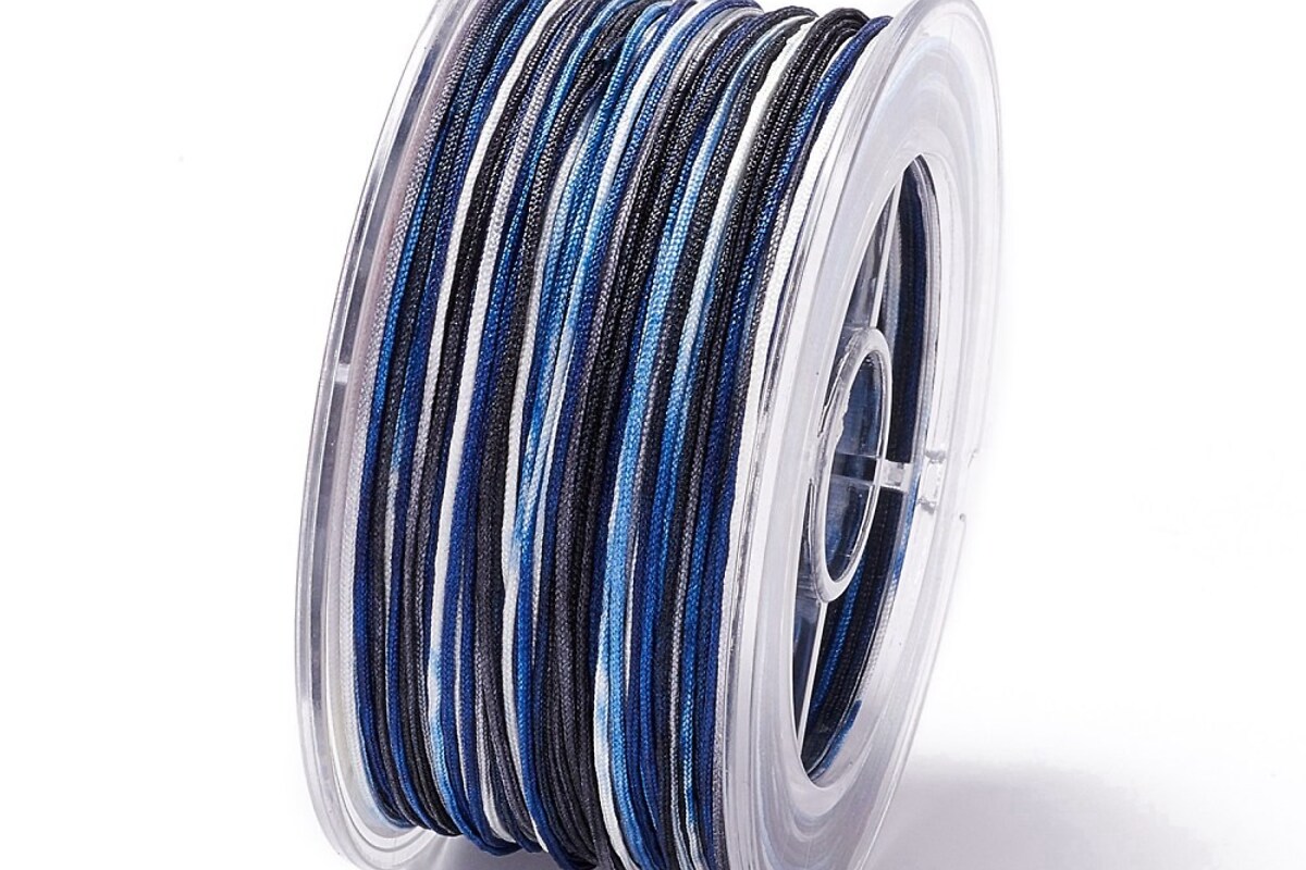 Snur poliester multicolor grosime 1mm, rola de 50m - mix negru si albastru