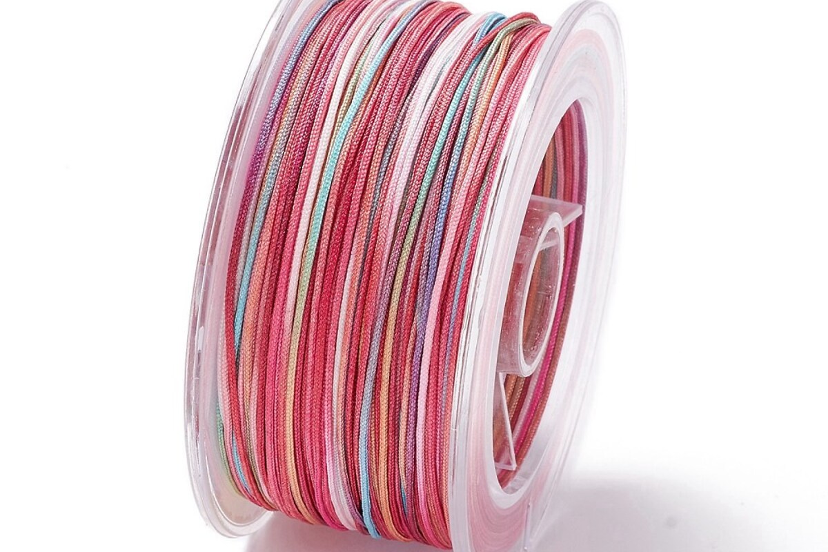 Snur poliester multicolor grosime 1mm, rola de 50m - mix roz