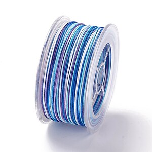 Snur poliester multicolor grosime 1mm, rola de 50m - mix albastru