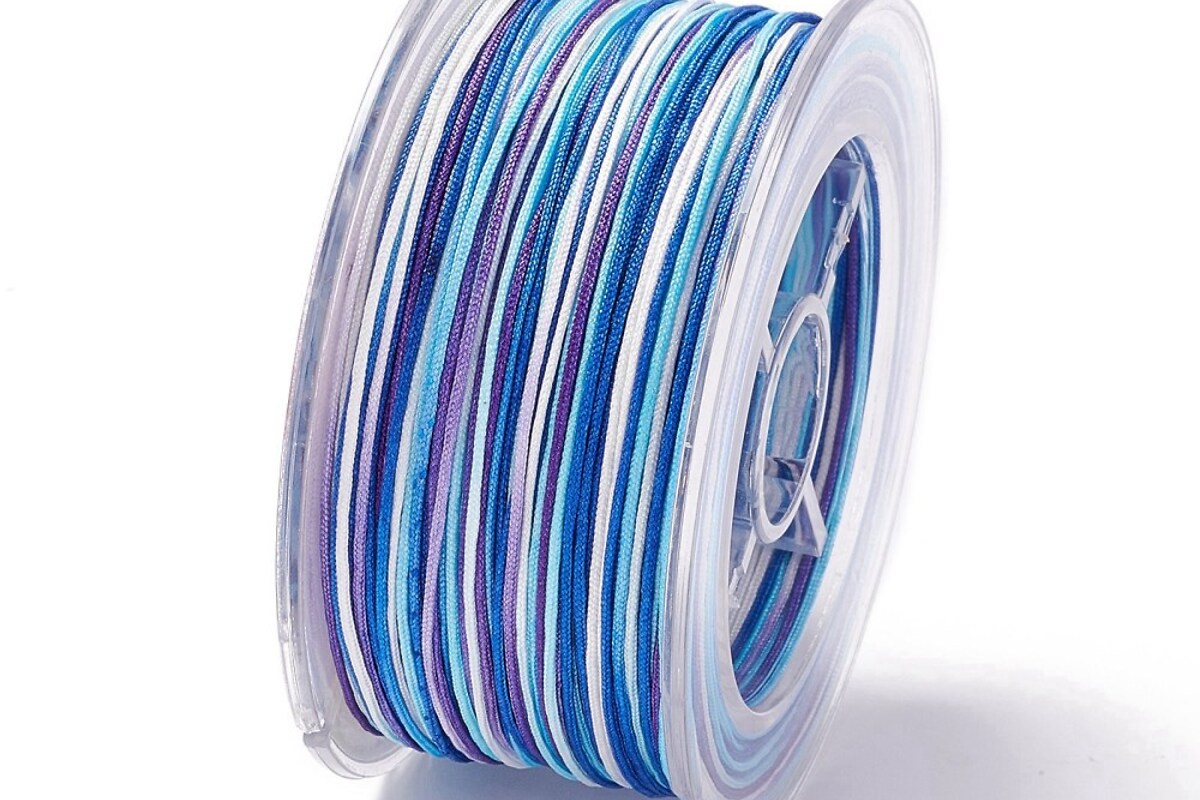 Snur poliester multicolor grosime 1mm, rola de 50m - mix albastru