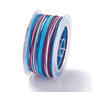 Snur poliester multicolor grosime 1mm, rola de 50m - mix albastru si mov