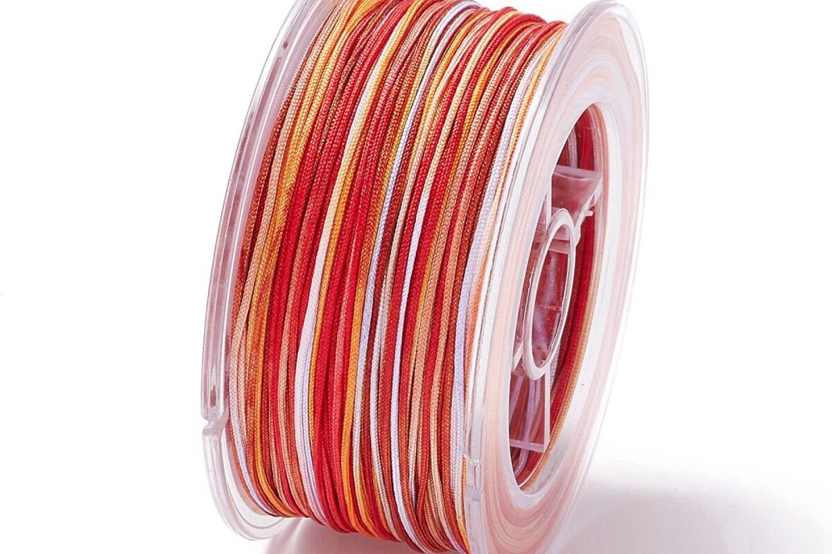 Snur poliester multicolor grosime 1mm, rola de 50m - mix rosu