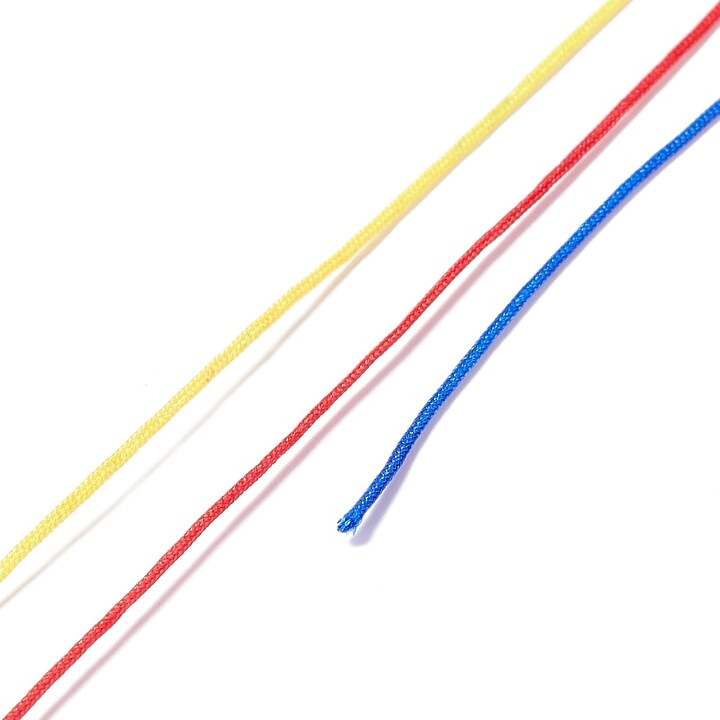 Snur poliester multicolor grosime 1mm, rola de 50m - mix rosu, galben si albastru