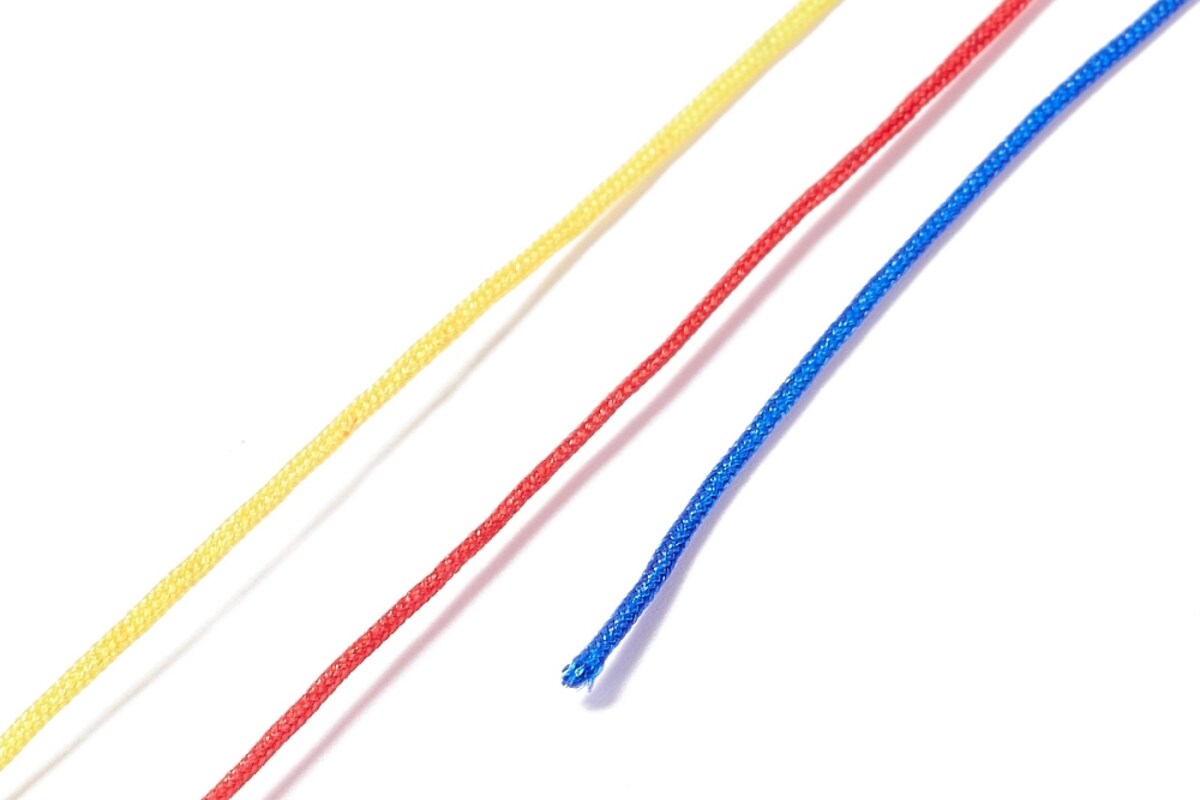 Snur poliester multicolor grosime 1mm, rola de 50m - mix rosu, galben si albastru