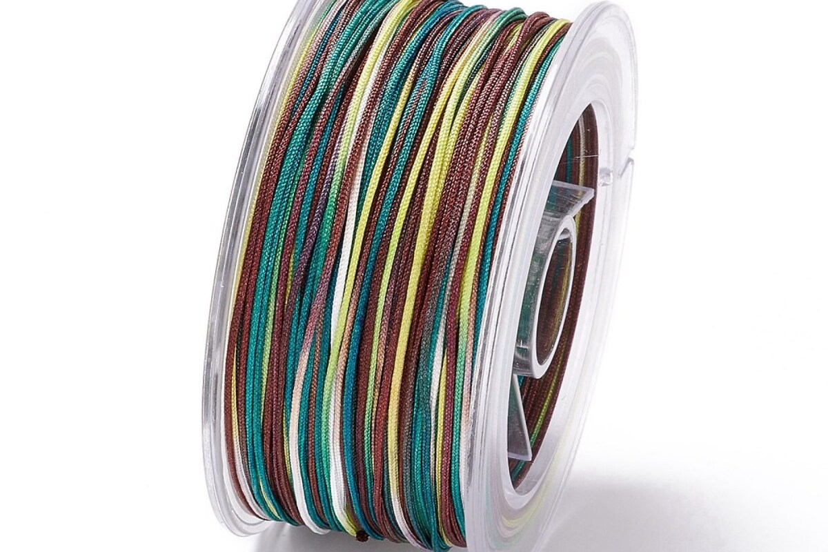 Snur poliester multicolor grosime 1mm, rola de 50m - mix verde