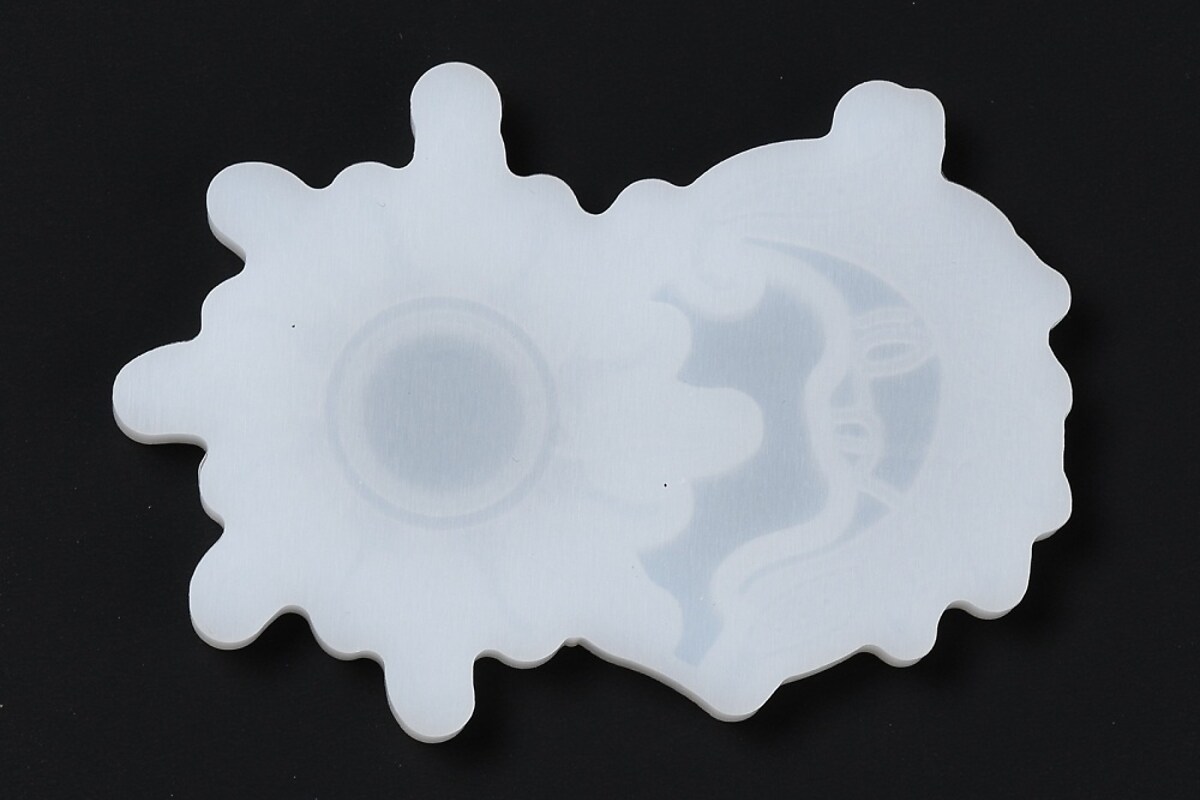 Matrita din silicon pentru cercei din rasina soare si luna 53x75x4mm
