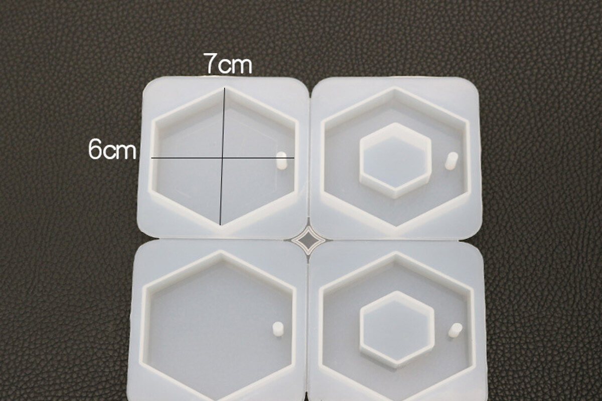 Matrita mare din silicon pentru pandantive din rasina hexagon 165x145x11mm