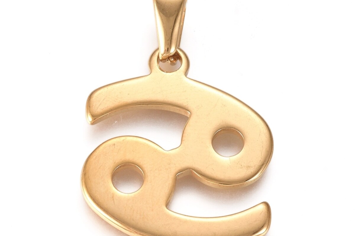 Pandantiv zodiac otel inoxidabil auriu 304, 28x24mm - rac
