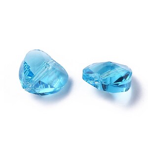 Margele de sticla inima fatetata 10x10x7mm - albastru