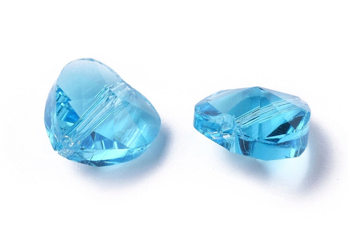 Margele de sticla inima fatetata 10x10x7mm - albastru