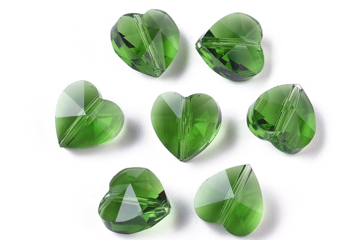 Margele de sticla inima fatetata 10x10x7mm - verde