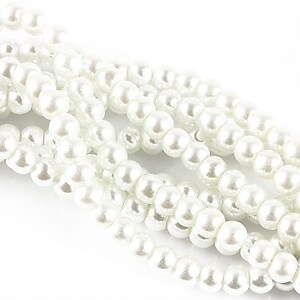 Sirag perle de sticla albe sfere 4mm aprox. 200 buc.