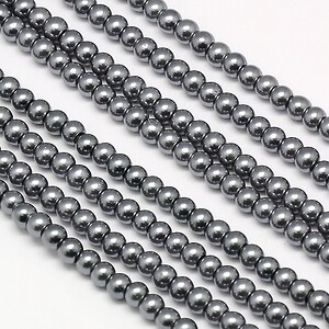 Perle de sticla, sfere 4mm - gri inchis (100 buc.)