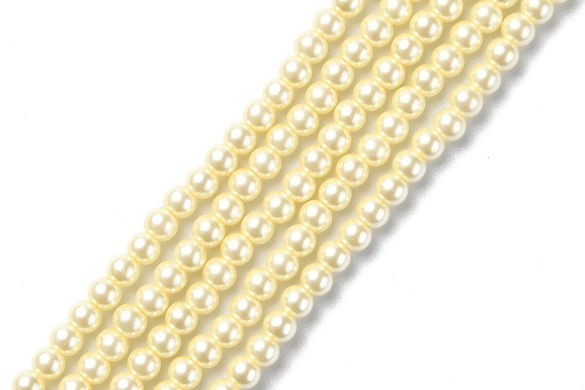 Perle de sticla, sfere 4mm - crem (100 buc.)