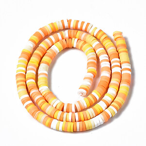 Sirag margele Heishi rondele din lut polimeric 4x0,5-1mm - mix portocaliu