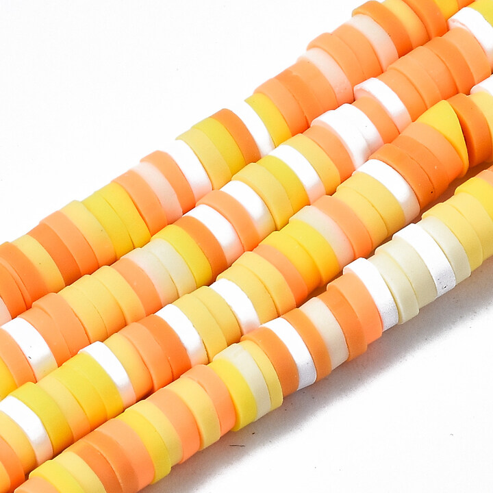 Sirag margele Heishi rondele din lut polimeric 4x0,5-1mm - mix portocaliu