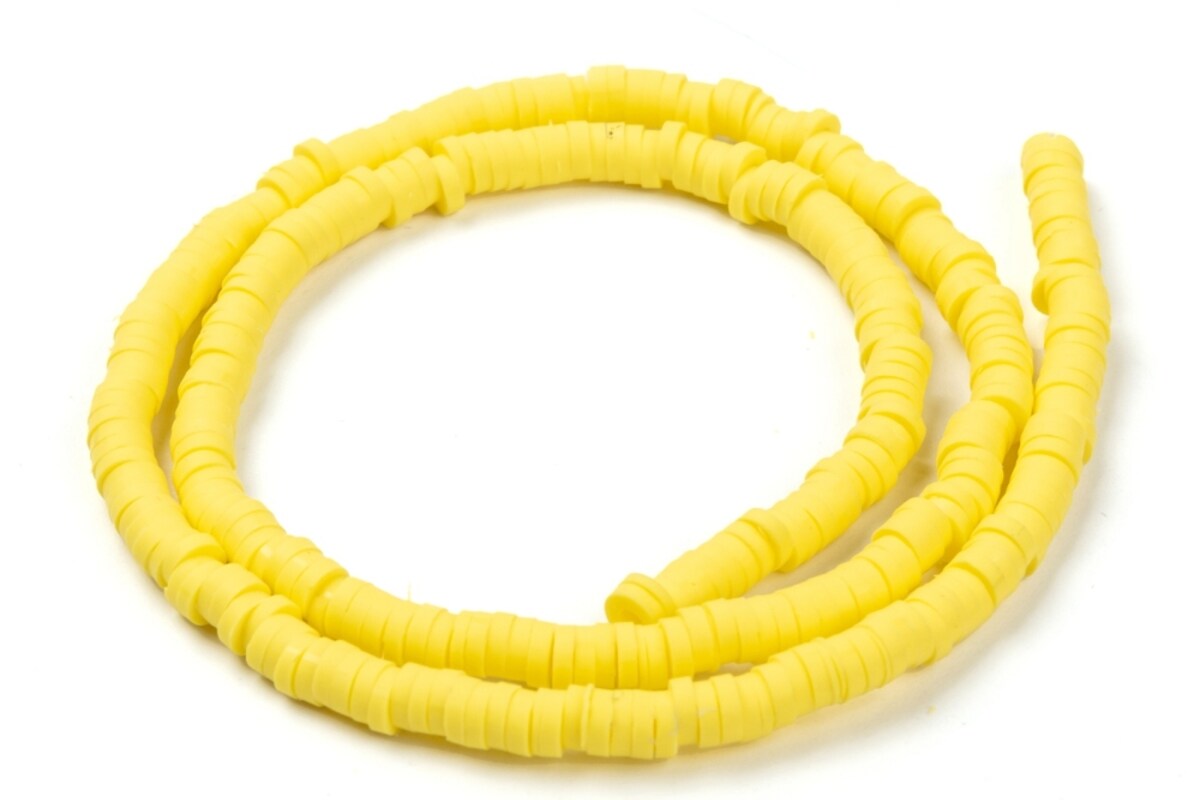 Sirag margele Heishi rondele din lut polimeric 4x0,5-1mm - galben