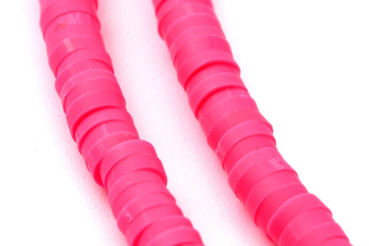 Sirag margele Heishi rondele din lut polimeric 4x0,5-1mm - roz electric