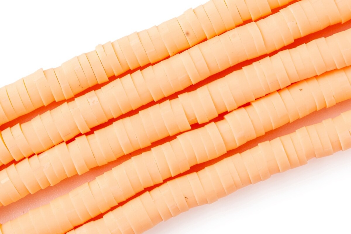 Sirag margele Heishi rondele din lut polimeric 4x0,5-1mm - portocaliu deschis