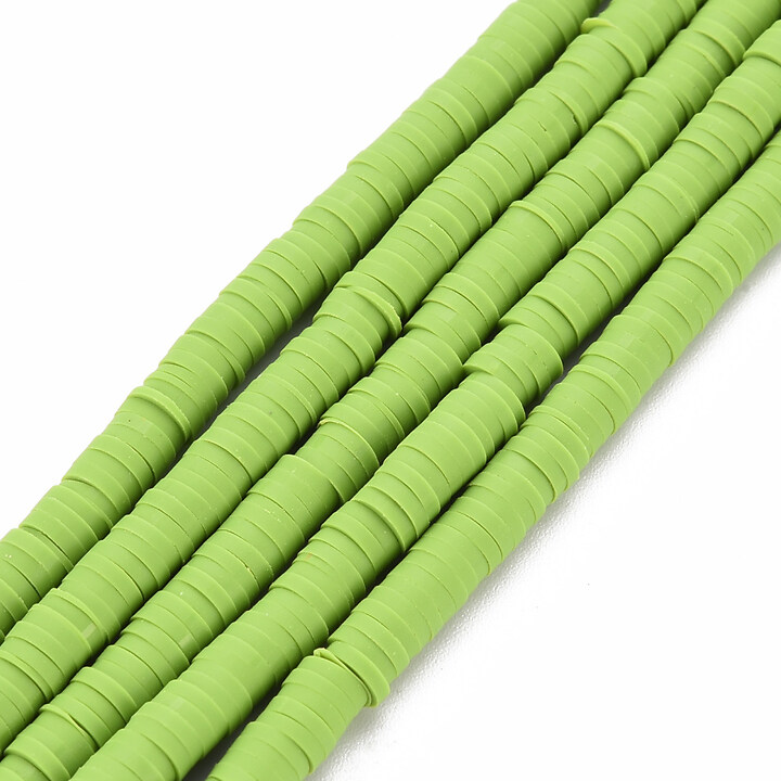 Sirag margele Heishi rondele din lut polimeric 4x0,5-1mm - verde lime
