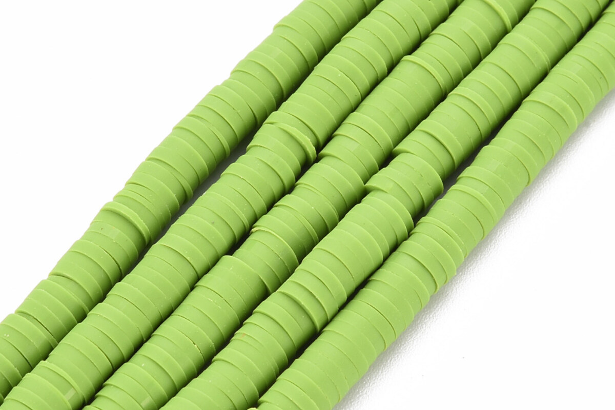 Sirag margele Heishi rondele din lut polimeric 4x0,5-1mm - verde lime