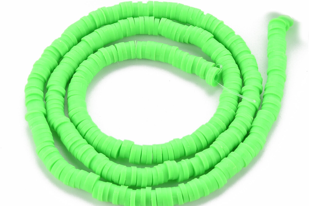 Sirag margele Heishi rondele din lut polimeric 4x0,5-1mm - verde aprins