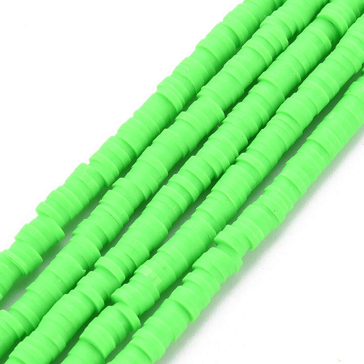 Sirag margele Heishi rondele din lut polimeric 4x0,5-1mm - verde aprins