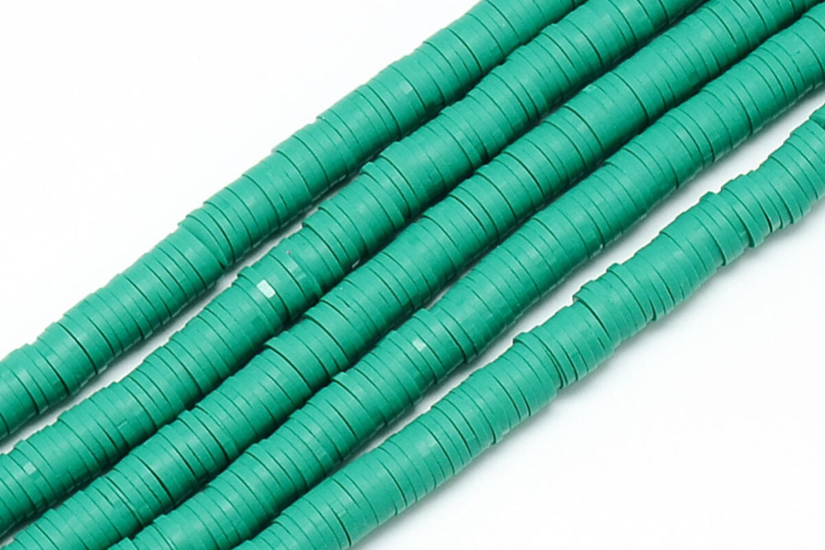 Sirag margele Heishi rondele din lut polimeric 4x0,5-1mm - verde