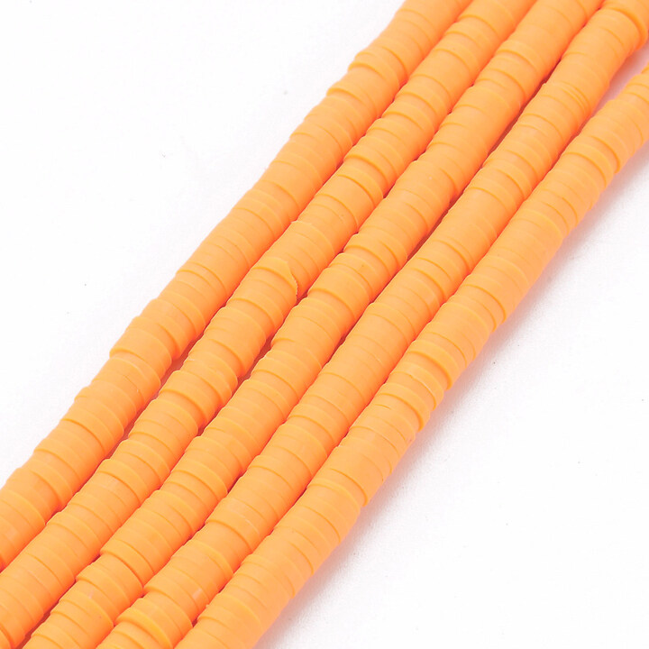 Sirag margele Heishi rondele din lut polimeric 4x0,5-1mm - portocaliu deschis