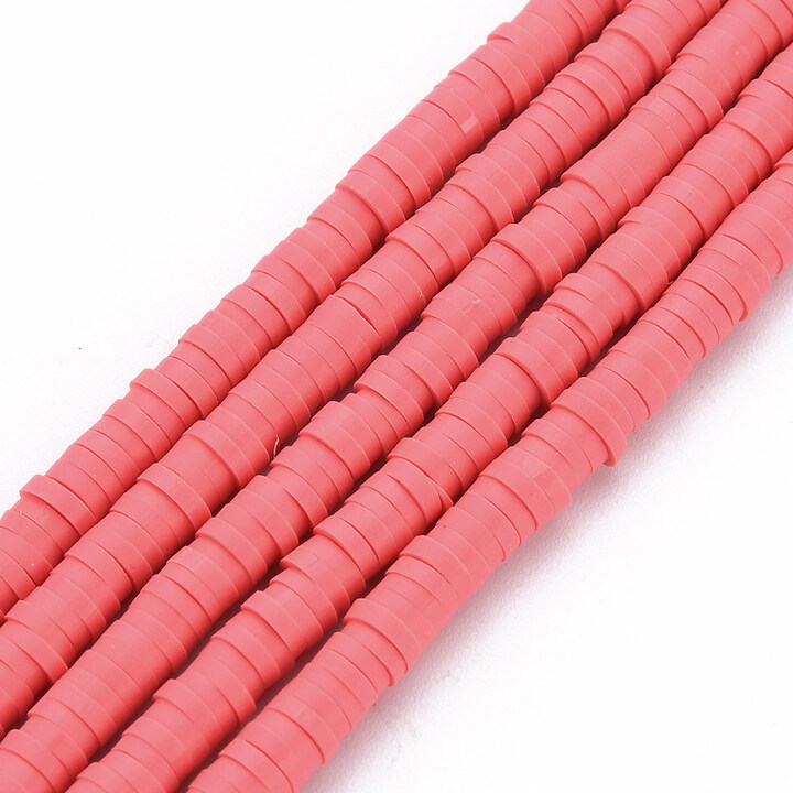 Sirag margele Heishi rondele din lut polimeric 4x0,5-1mm - roz flamingo