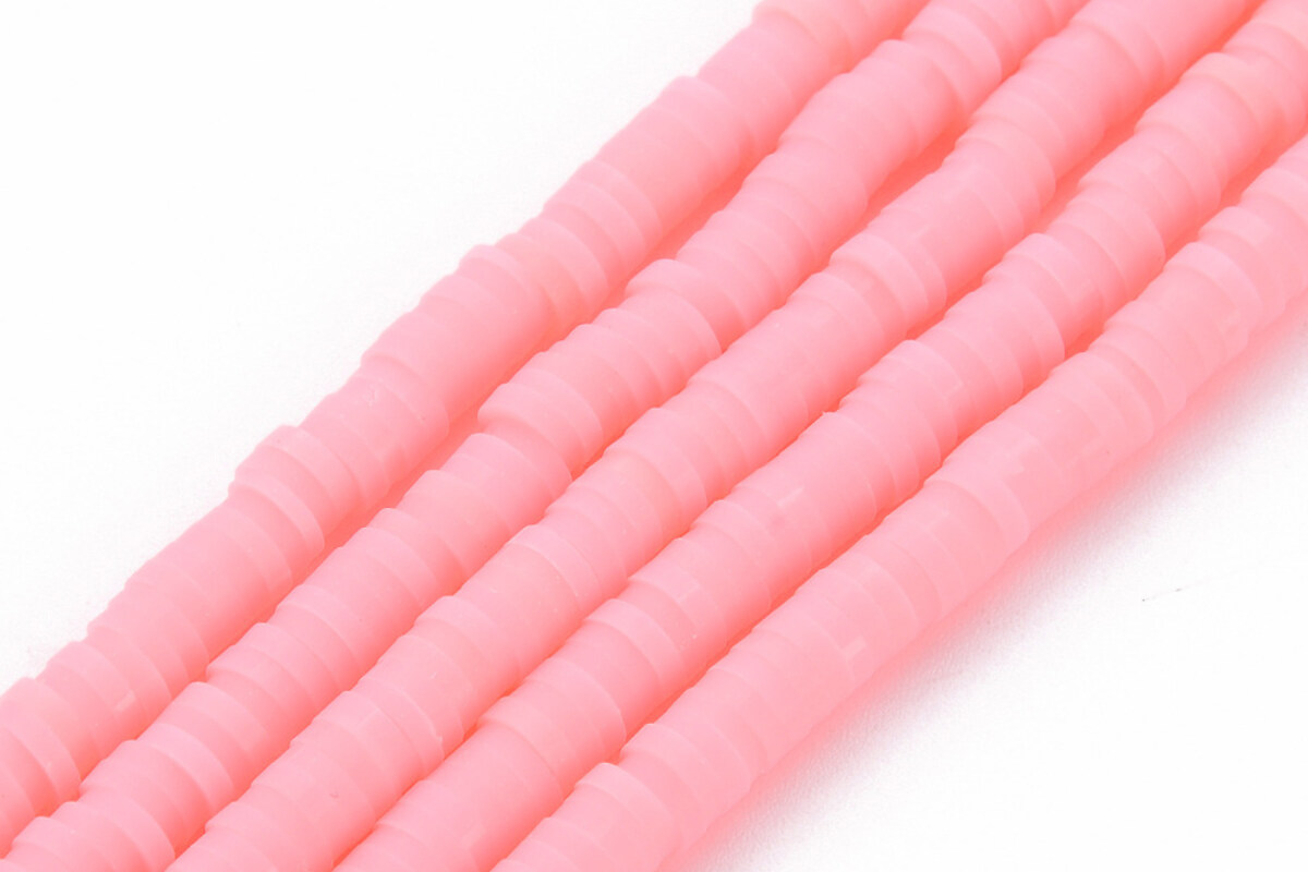 Sirag margele Heishi rondele din lut polimeric 4x0,5-1mm - roz